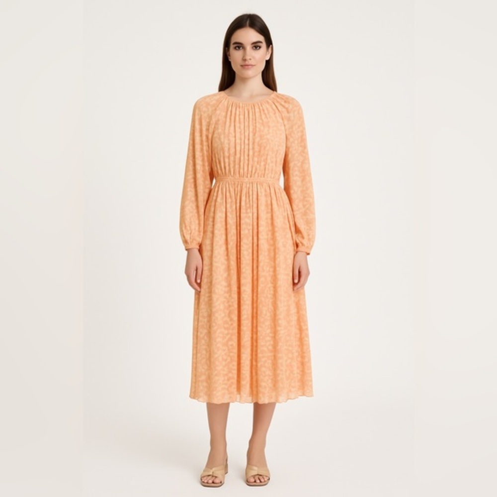 Gibson Latimer Blouson Pleated Midi Dress